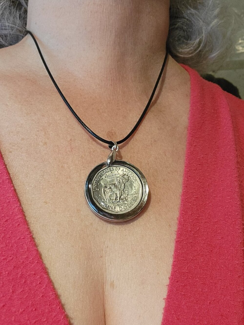 1979 US Susan B. Anthony Coin Pendant - Handcrafted Vintage Coin Resin Necklace